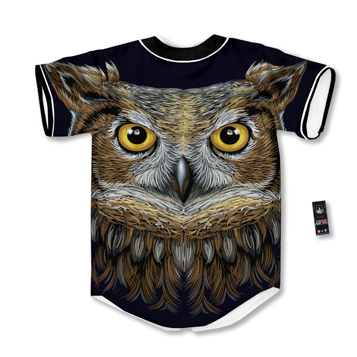 Owl Portrait Print Baseball Jersey-grizzshop