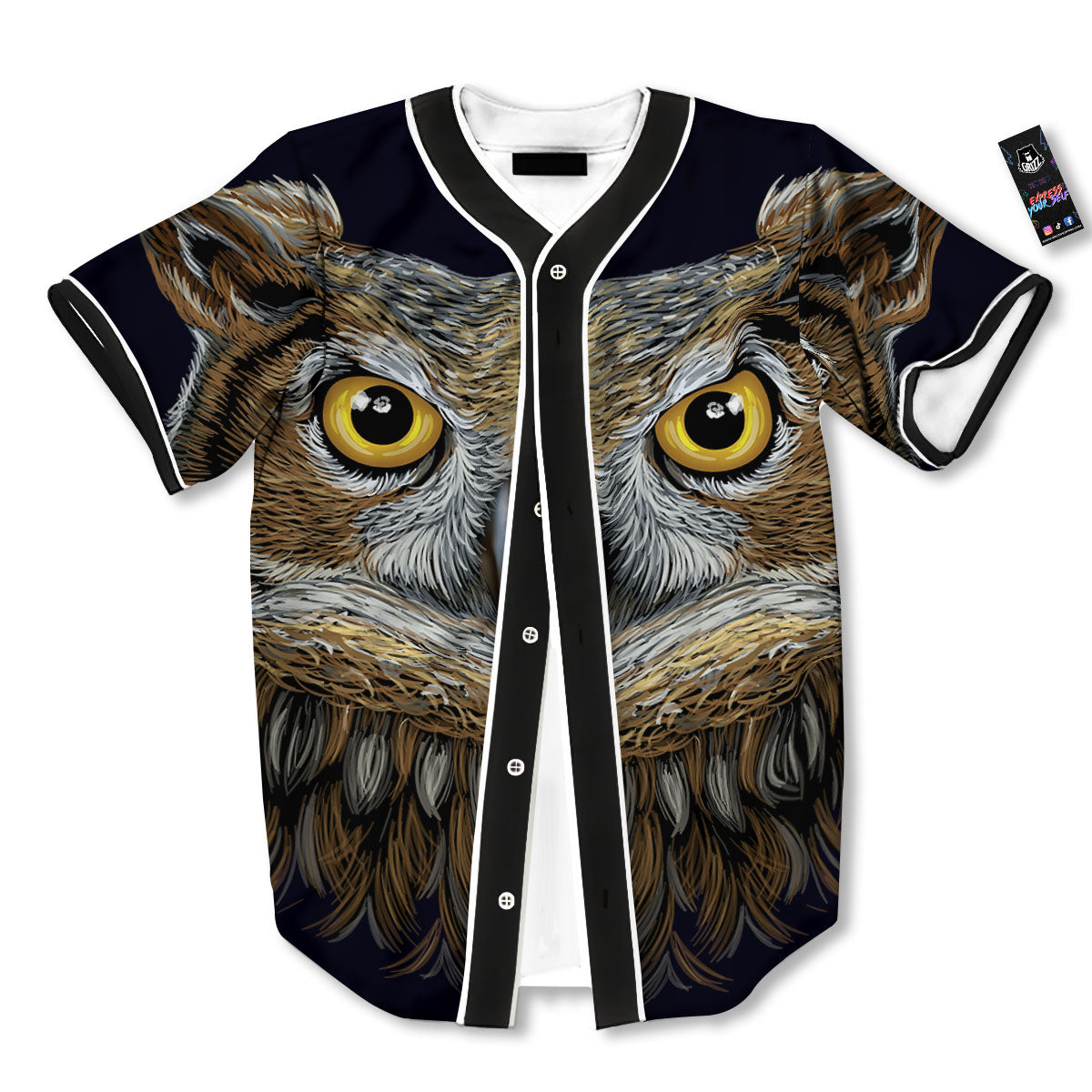 Owl Portrait Print Baseball Jersey-grizzshop