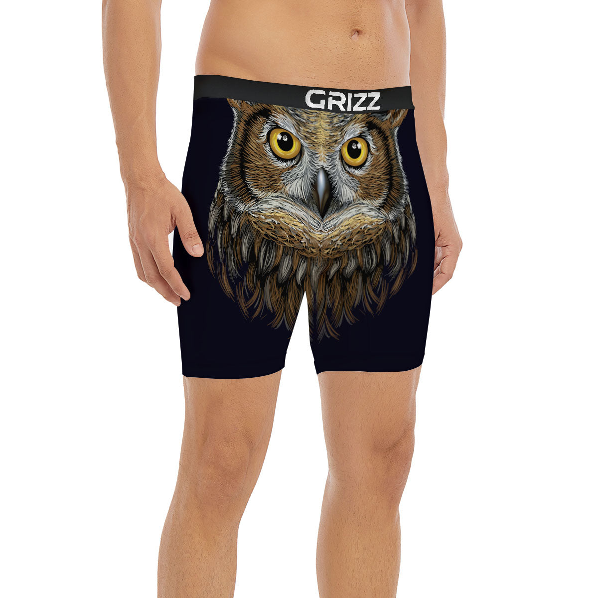 Owl Portrait Print Boxer Briefs-grizzshop