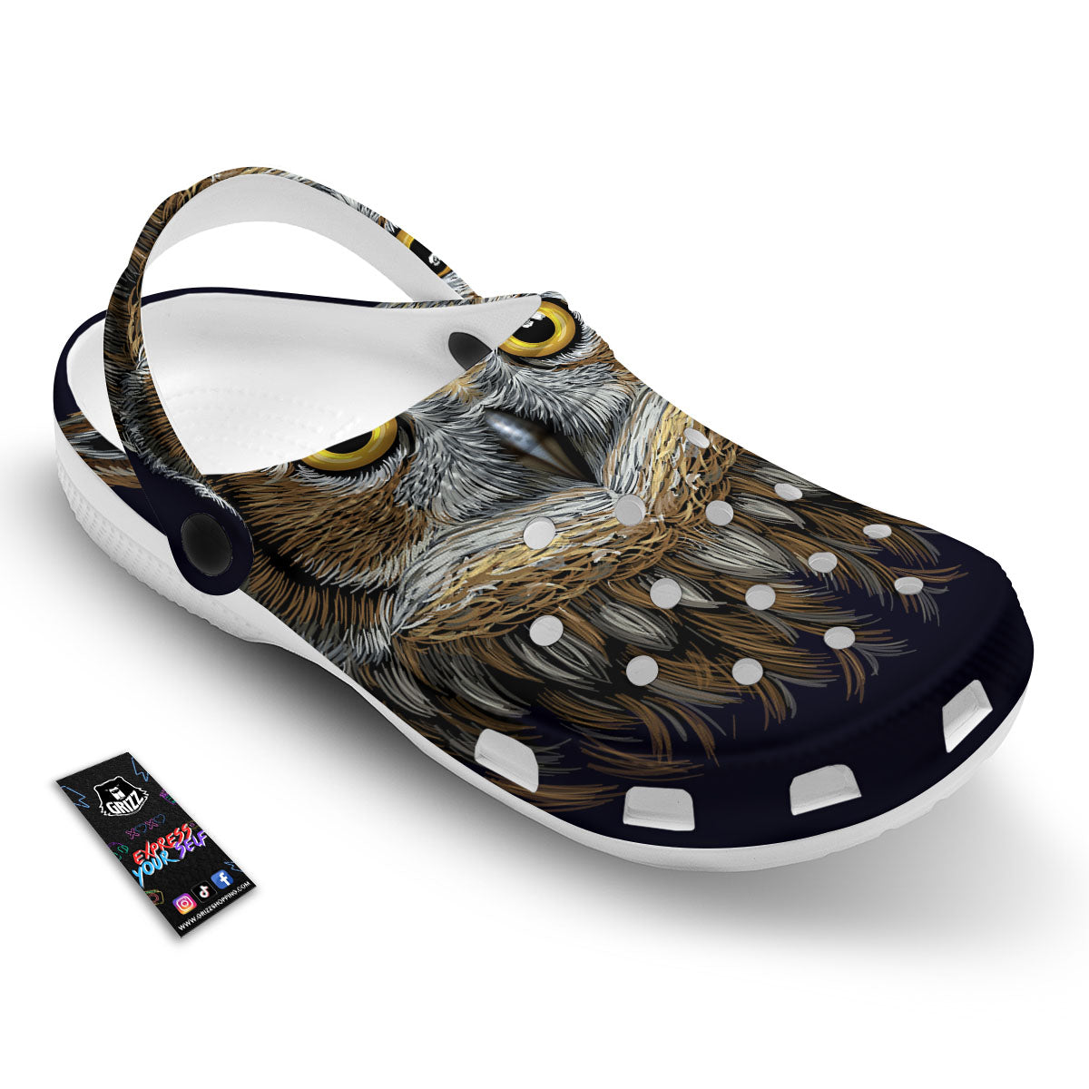 Owl Portrait Print Clog-grizzshop