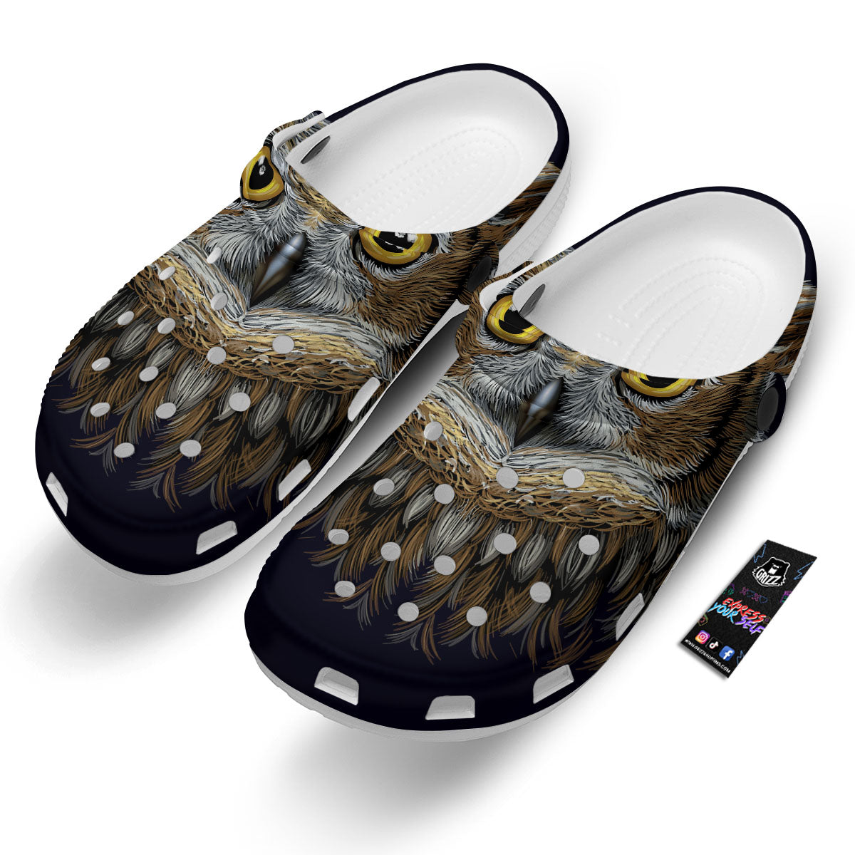Owl Portrait Print Clog-grizzshop