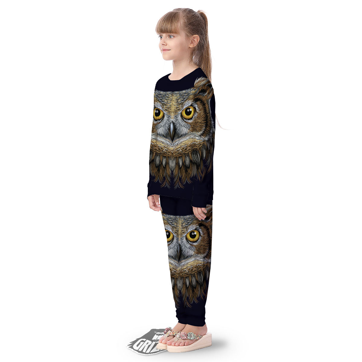 Owl Portrait Print Kid's Pajamas-grizzshop