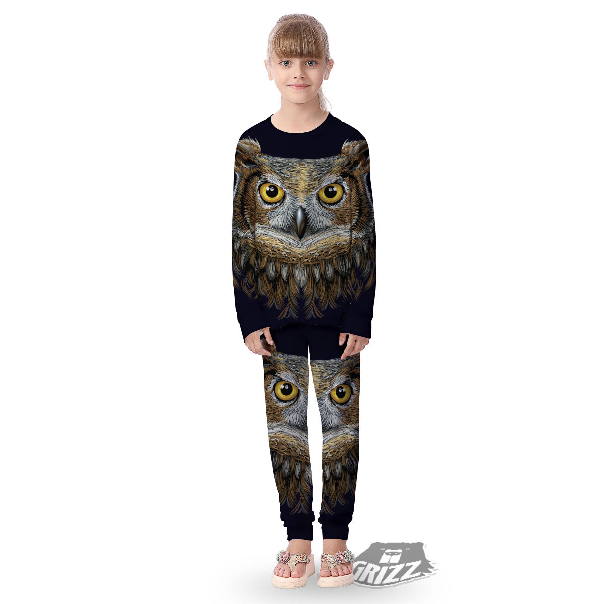 Owl Portrait Print Kid's Pajamas-grizzshop