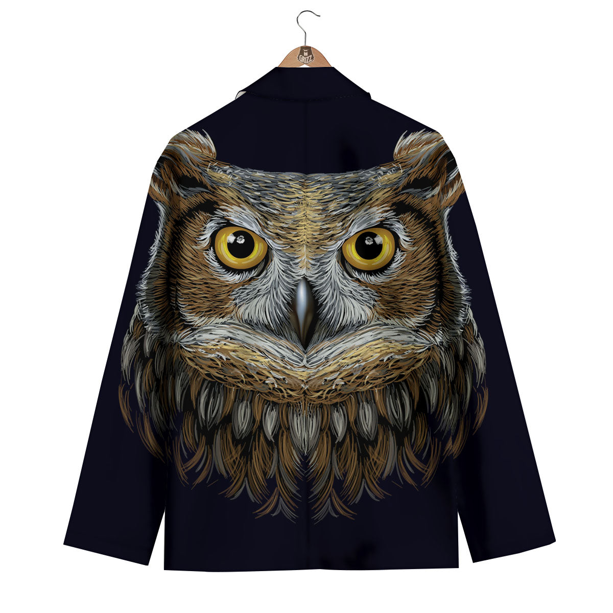 Owl Portrait Print Men's Blazer-grizzshop