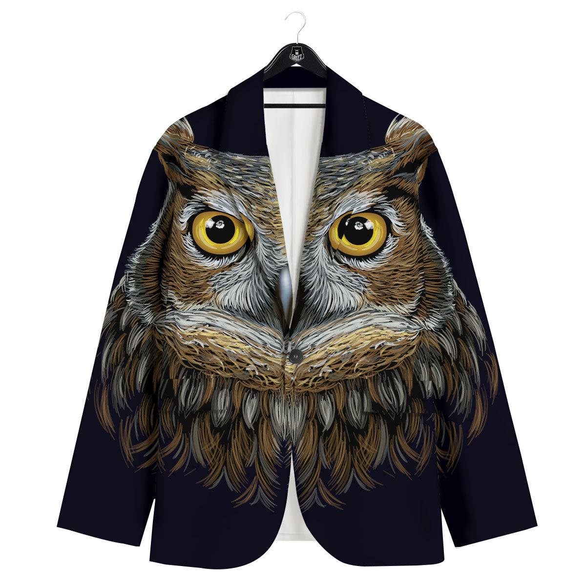 Owl Portrait Print Men's Sport Coat-grizzshop