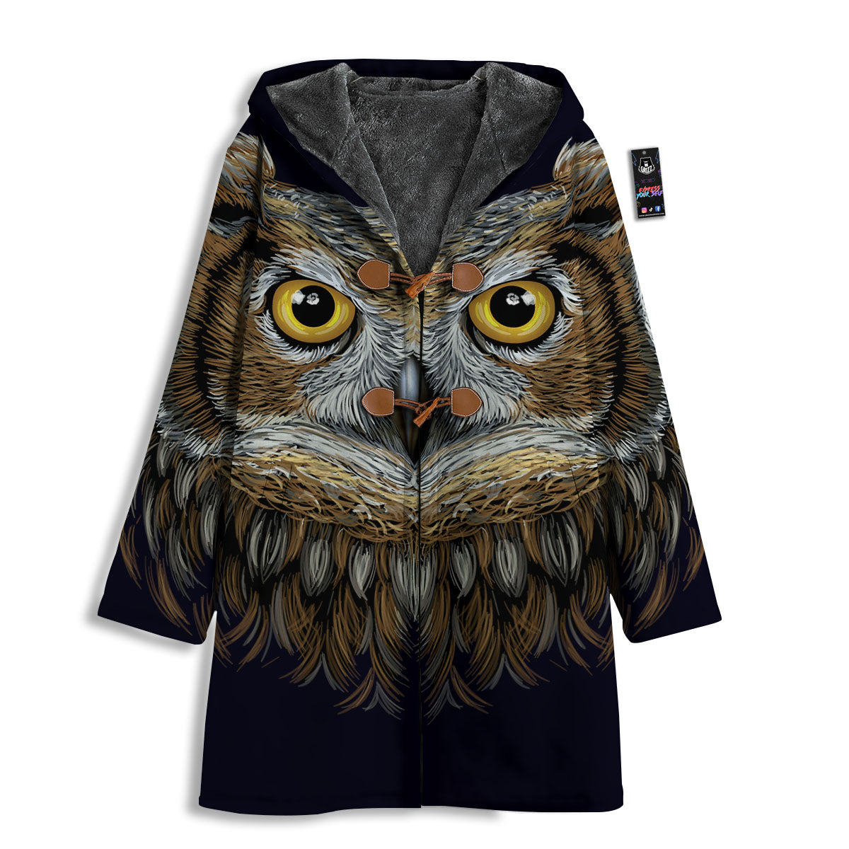 Owl Portrait Print Men's Windbreaker Jacket-grizzshop