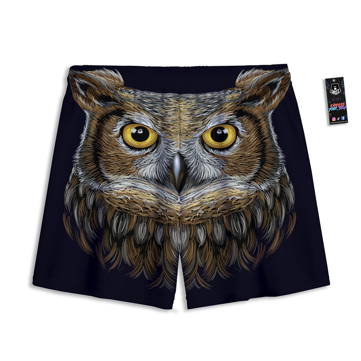 Owl Portrait Print Mesh Shorts
