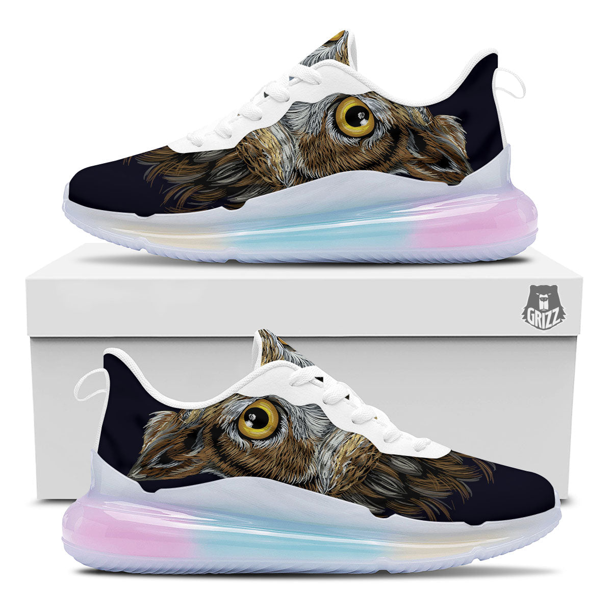 Owl Portrait Print Running Sneakers-grizzshop