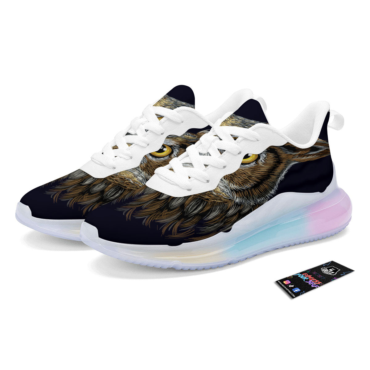 Owl Portrait Print Running Sneakers-grizzshop