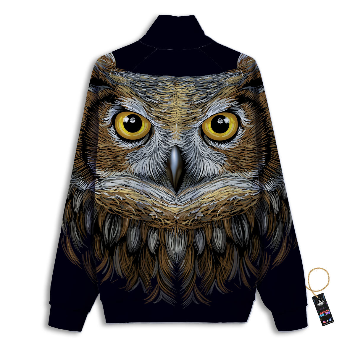 Owl Portrait Print Track Jacket-grizzshop