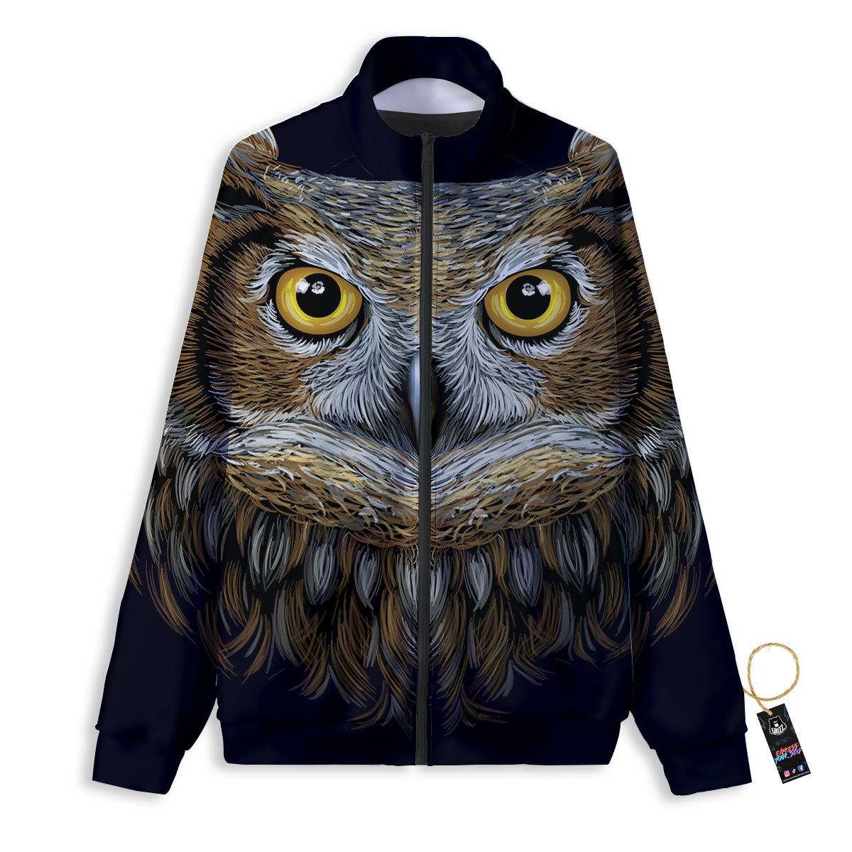Owl Portrait Print Track Jacket-grizzshop