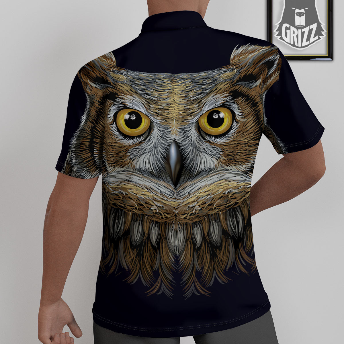 Owl Portrait Print Untucked Shirts-grizzshop