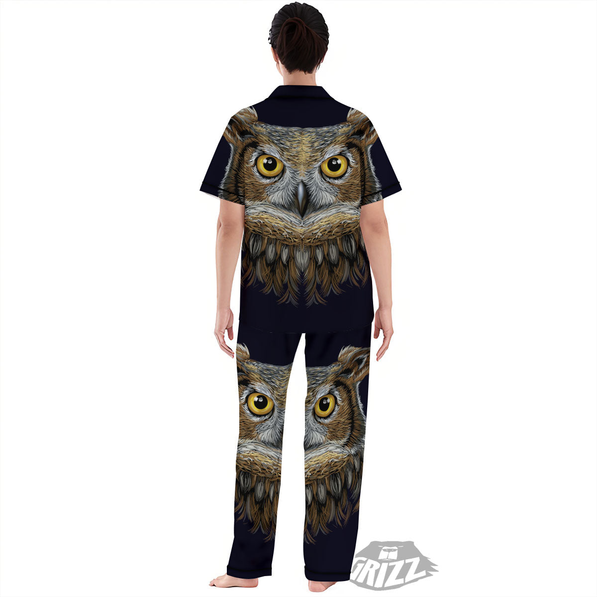 Owl Portrait Print Women's Pajamas Set-grizzshop