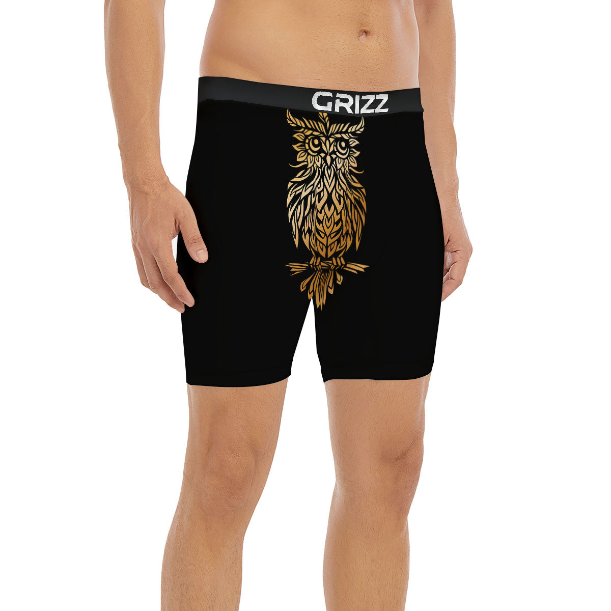 Owl Spiritual Golden Print Boxer Briefs-grizzshop