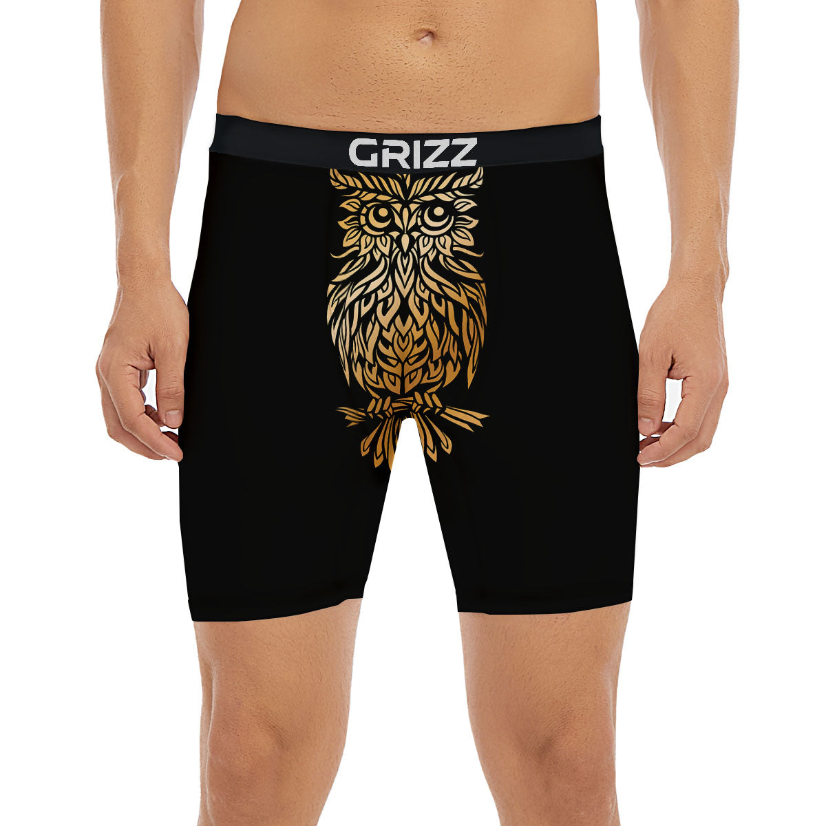 Owl Spiritual Golden Print Boxer Briefs-grizzshop