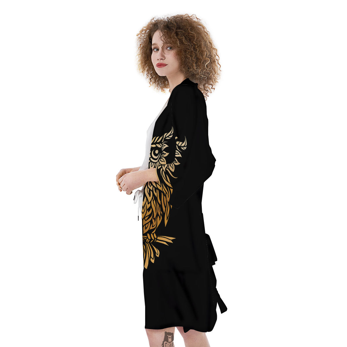 Owl Spiritual Golden Print Kimono-grizzshop