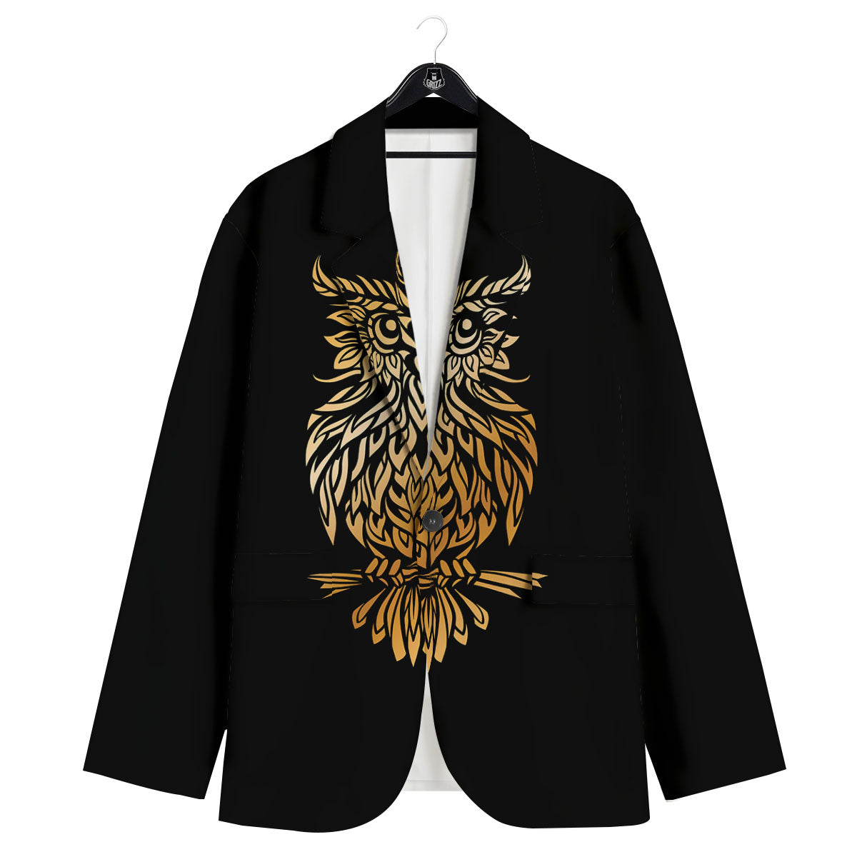 Owl Spiritual Golden Print Men's Sport Coat-grizzshop