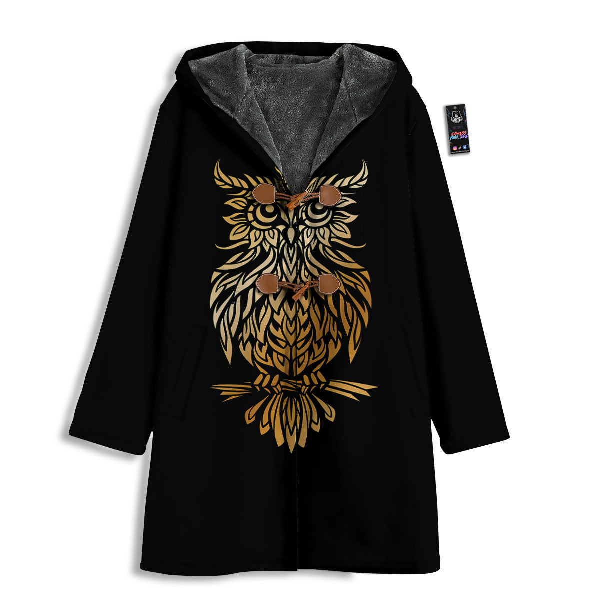 Owl Spiritual Golden Print Men's Windbreaker Jacket-grizzshop