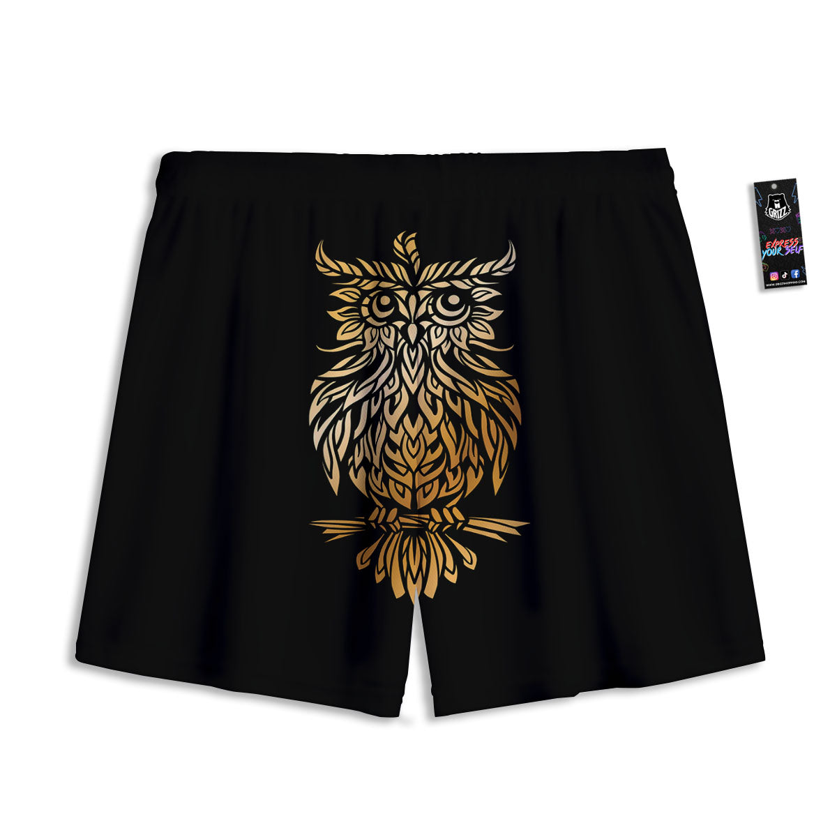 Owl Spiritual Golden Print Mesh Shorts