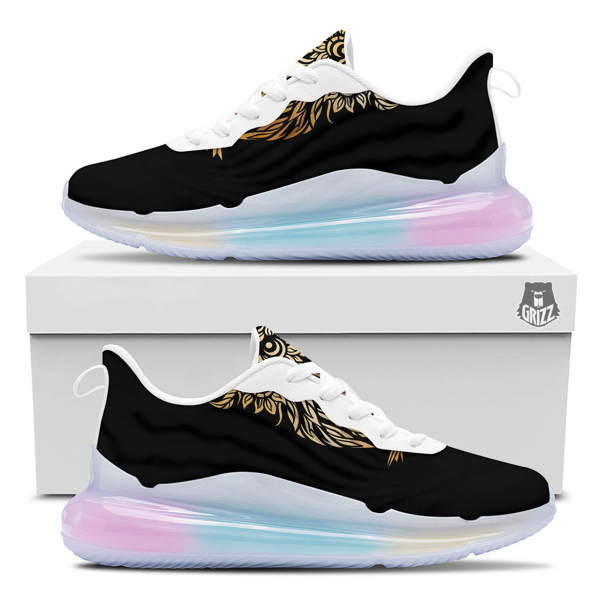 Owl Spiritual Golden Print Running Sneakers-grizzshop