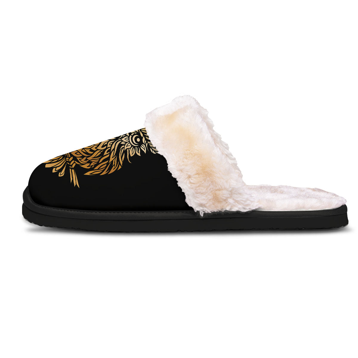 Owl Spiritual Golden Print Slippers-grizzshop