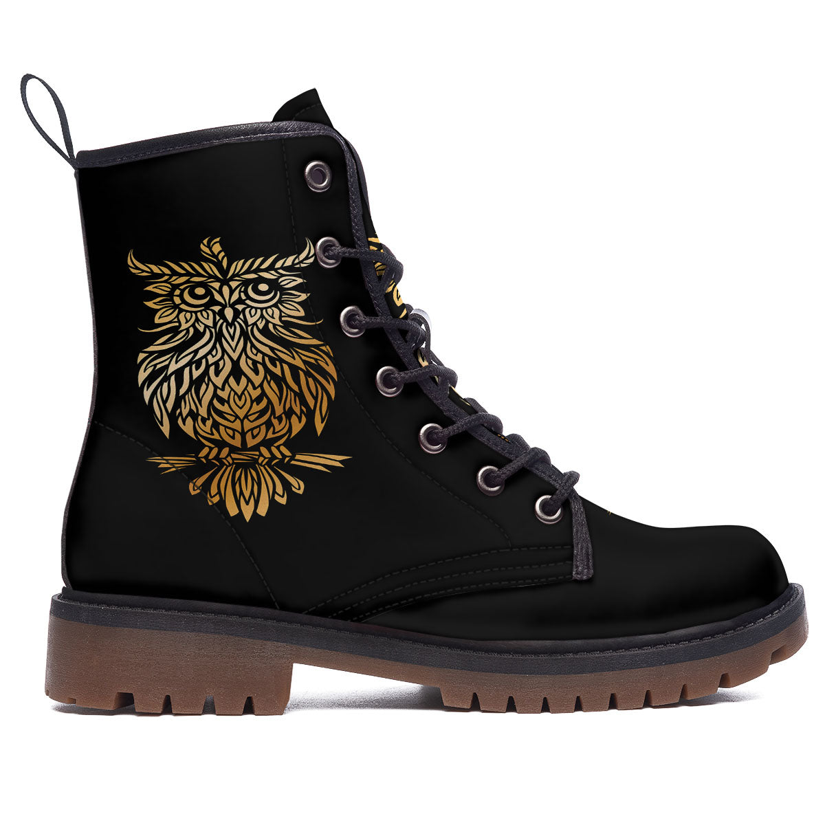 Owl Spiritual Golden Print Work Boots-grizzshop