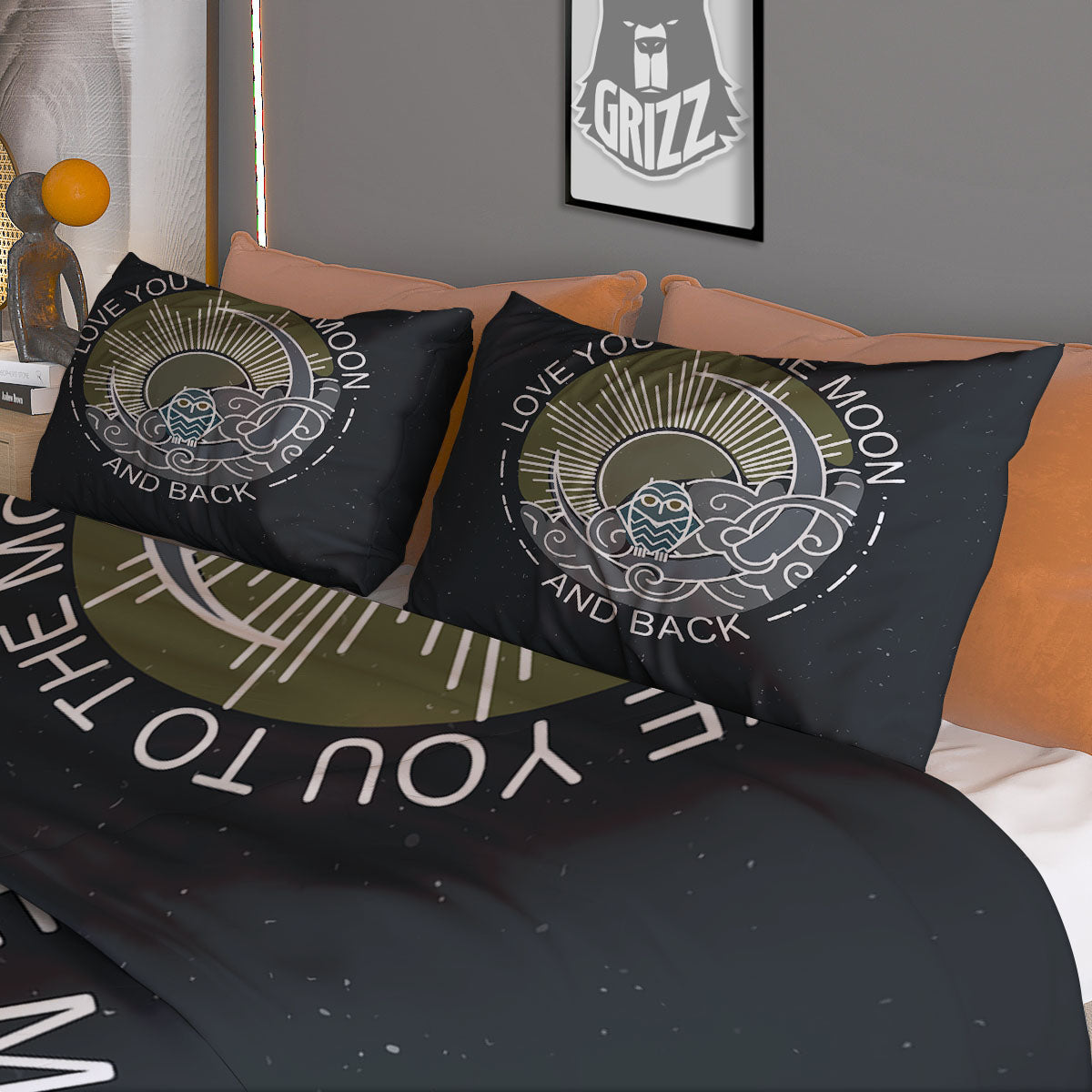 Owl Yin Yang Print Duvet Cover Bedding Set