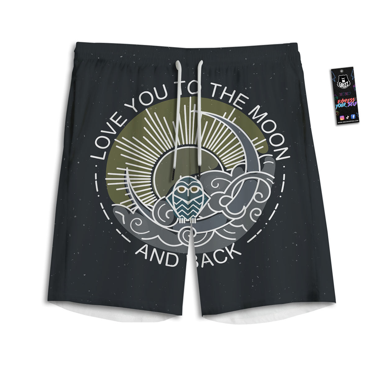 Owl Spiritual With Moon And Sun Print Men's Athletic Shorts
