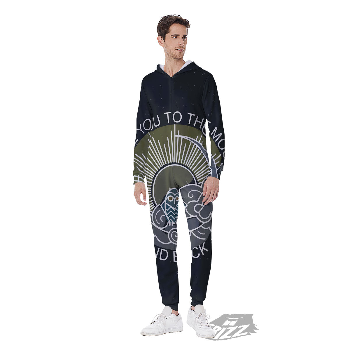 Owl Spiritual With Moon And Sun Print Men's Jumpsuit-grizzshop