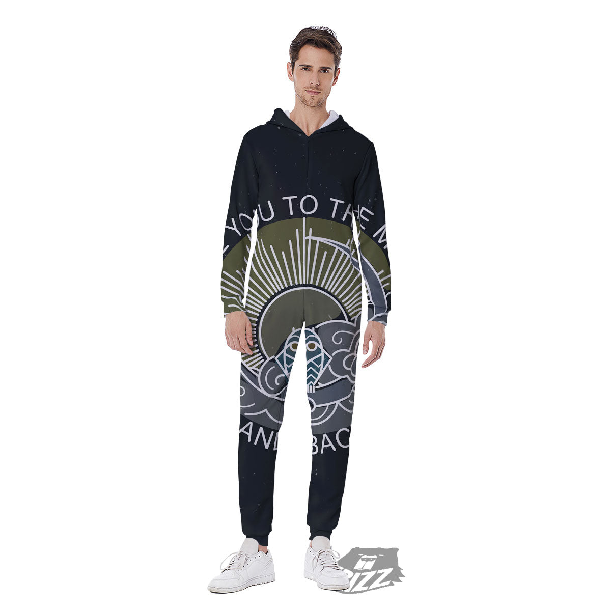 Owl Spiritual With Moon And Sun Print Men's Jumpsuit-grizzshop