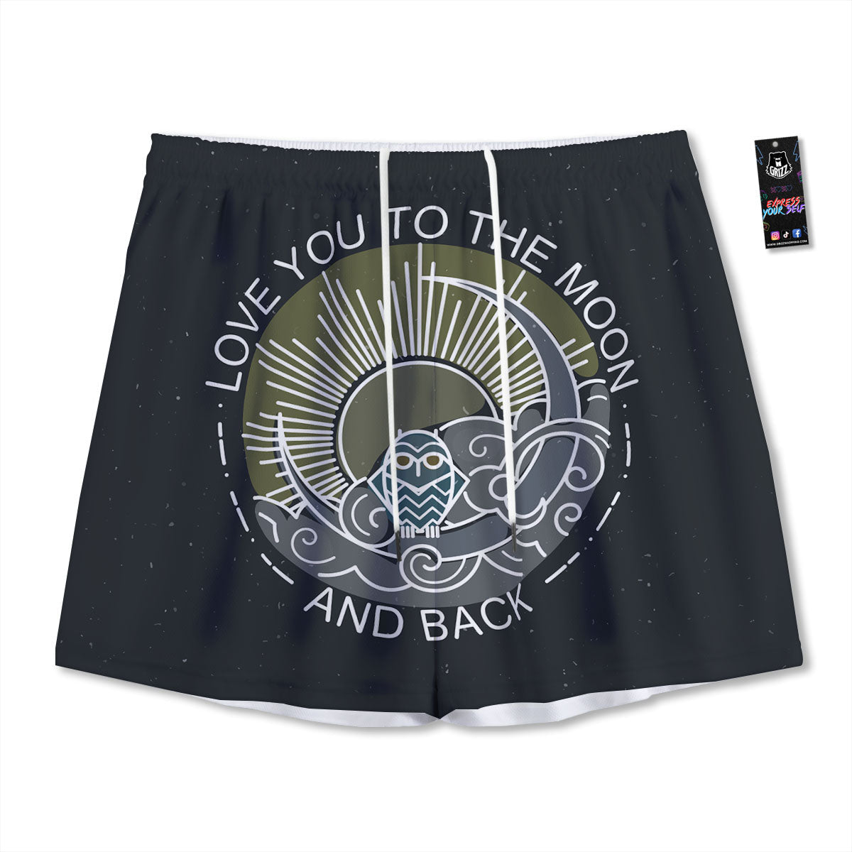 Owl Spiritual With Moon And Sun Print Mesh Shorts