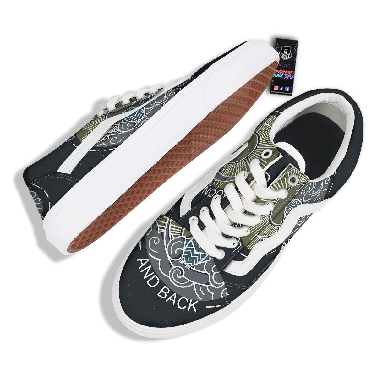 Owl Spiritual With Moon And Sun Print Skate Shoes-grizzshop