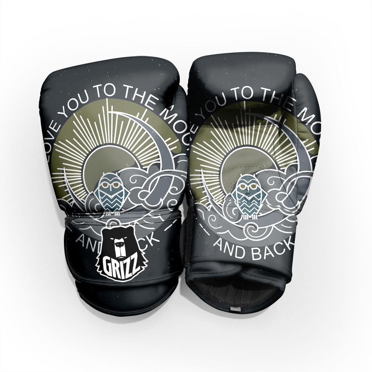 Owl Spiritual With Moon And Sun Print Pro Boxing Glove