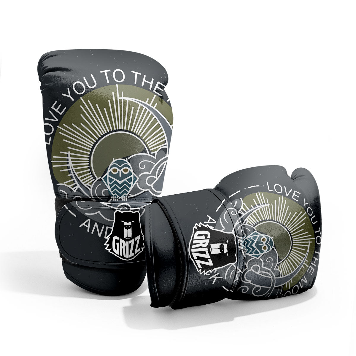 Owl Spiritual With Moon And Sun Print Pro Boxing Glove