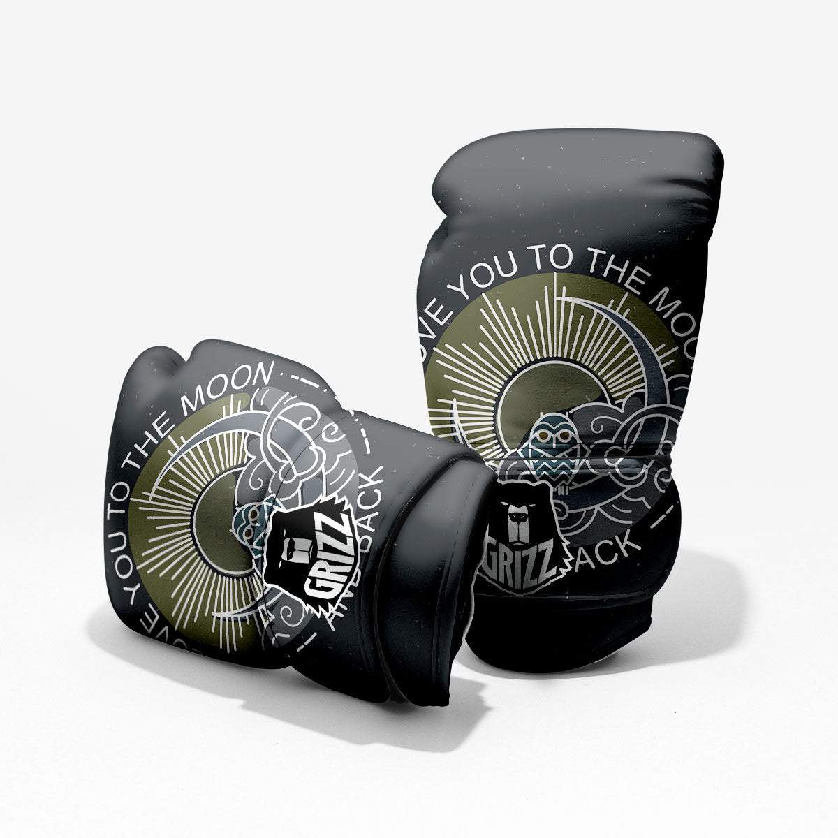 Owl Spiritual With Moon And Sun Print Pro Boxing Glove