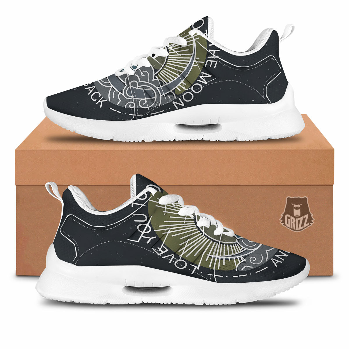 Owl Spiritual With Moon And Sun Print Tennis Shoes-grizzshop
