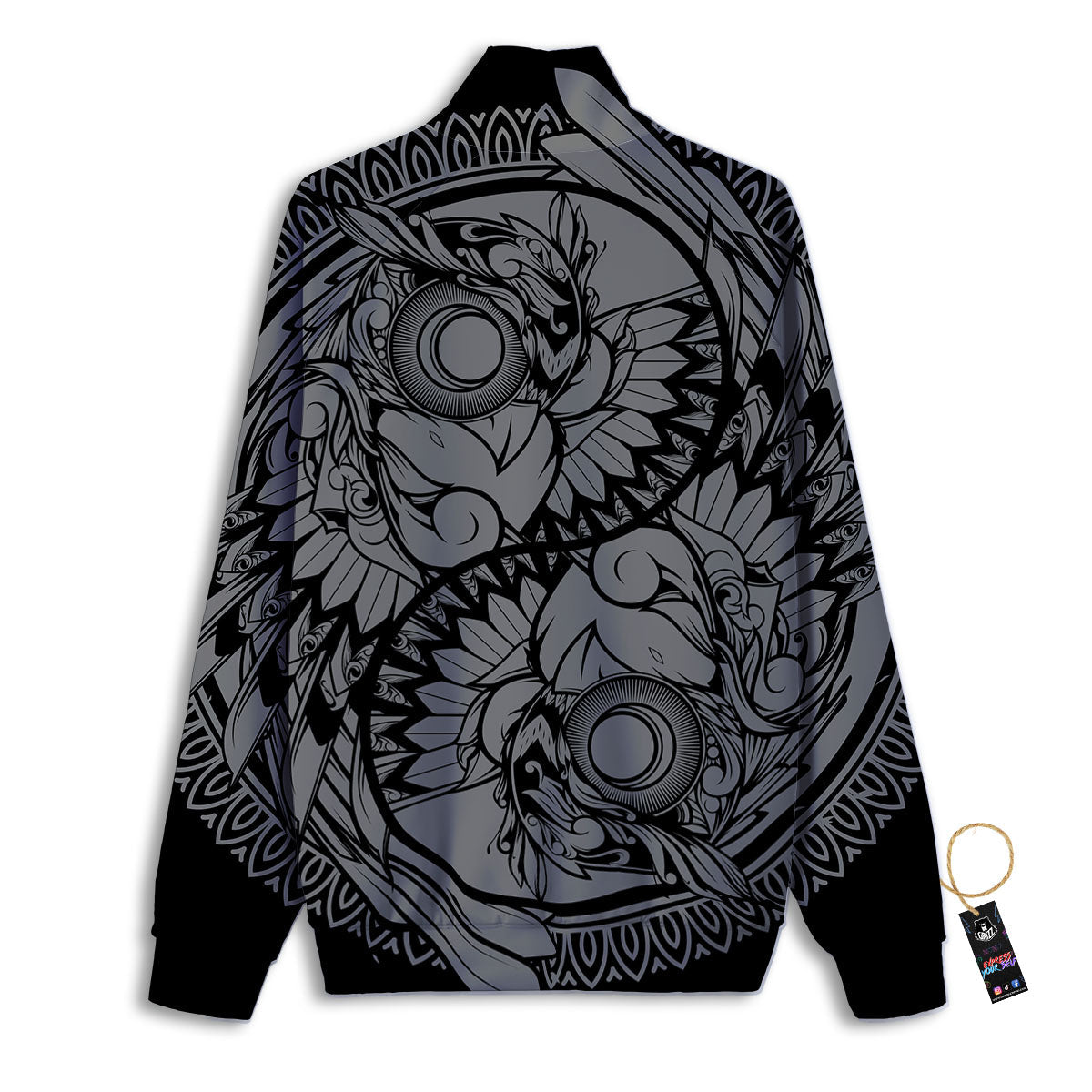 Owl Spiritual With Moon And Sun Print Track Jacket-grizzshop