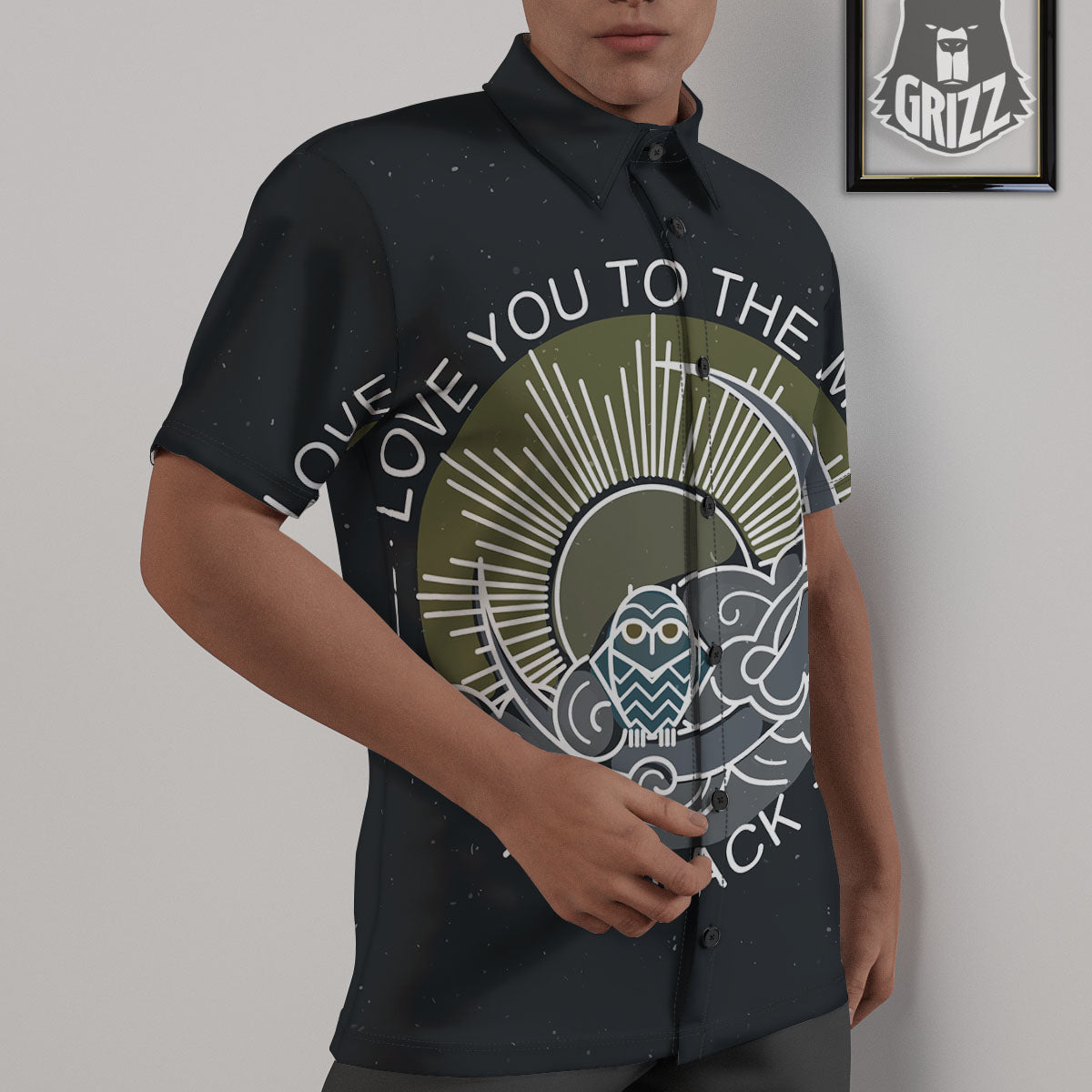 Owl Spiritual With Moon And Sun Print Untucked Shirts-grizzshop