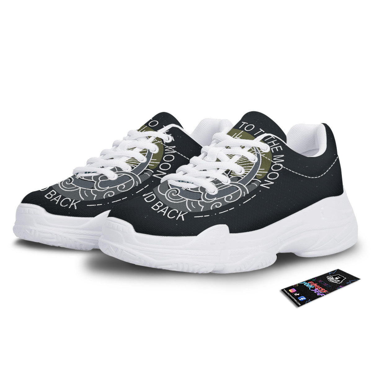 Owl Spiritual With Moon And Sun Print White Chunky Shoes-grizzshop