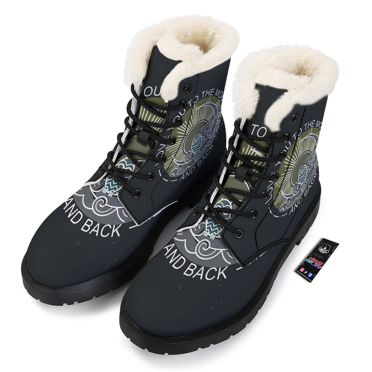 Owl Spiritual With Moon And Sun Print Winter Boots-grizzshop