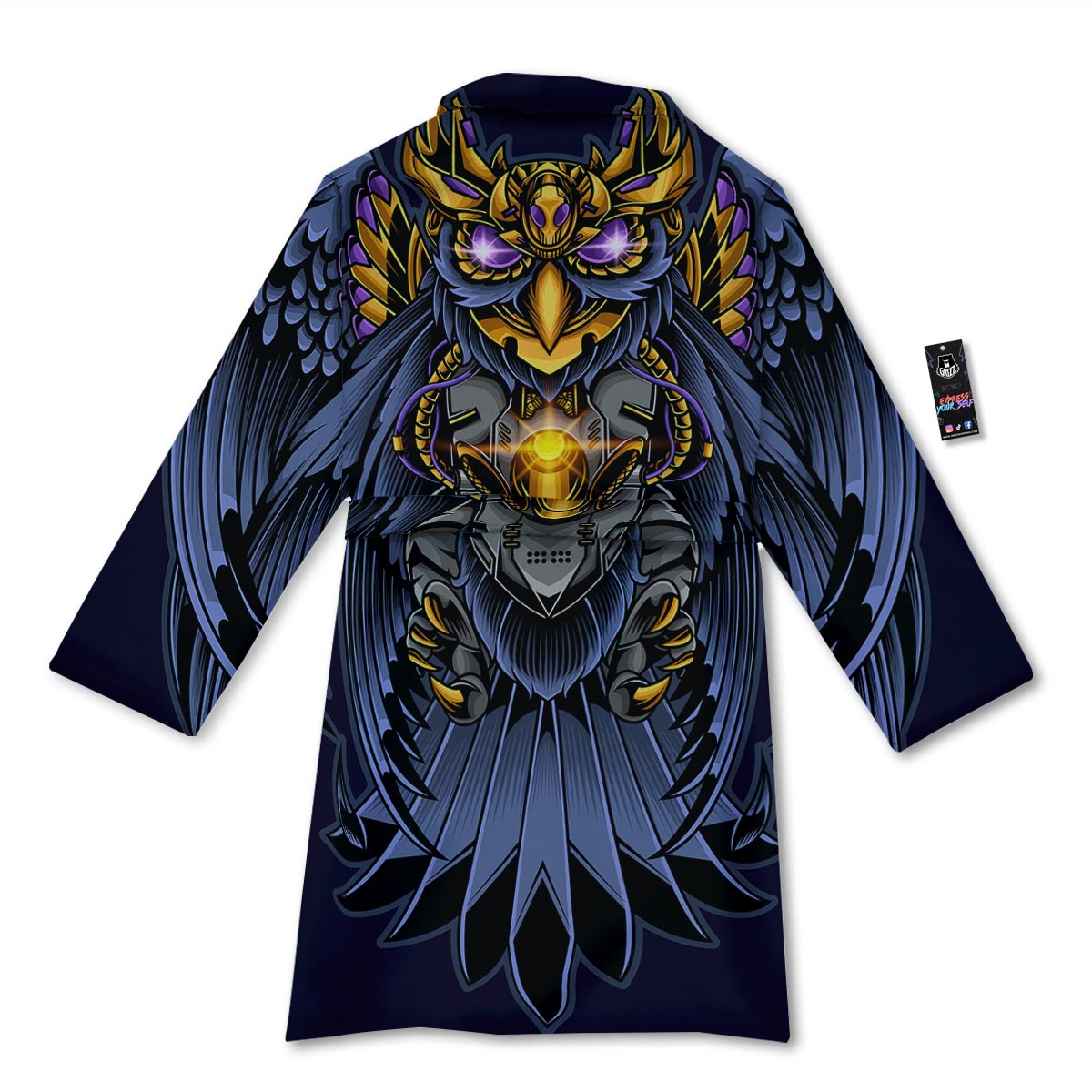 Owl Steampunk Print Bathrobe-grizzshop