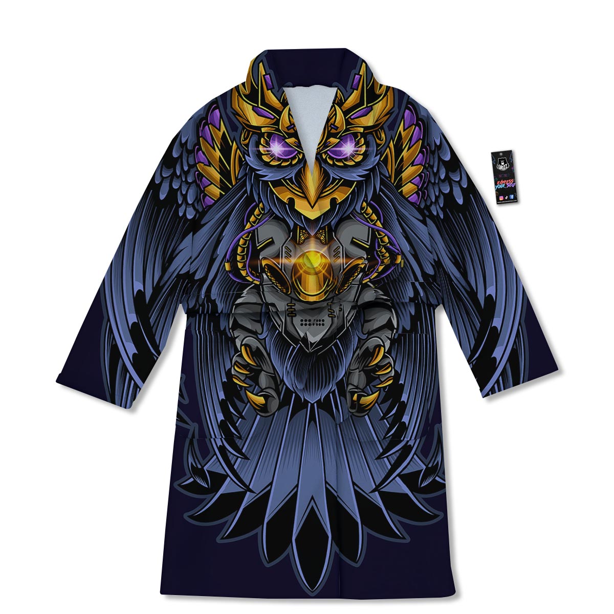Owl Steampunk Print Bathrobe-grizzshop