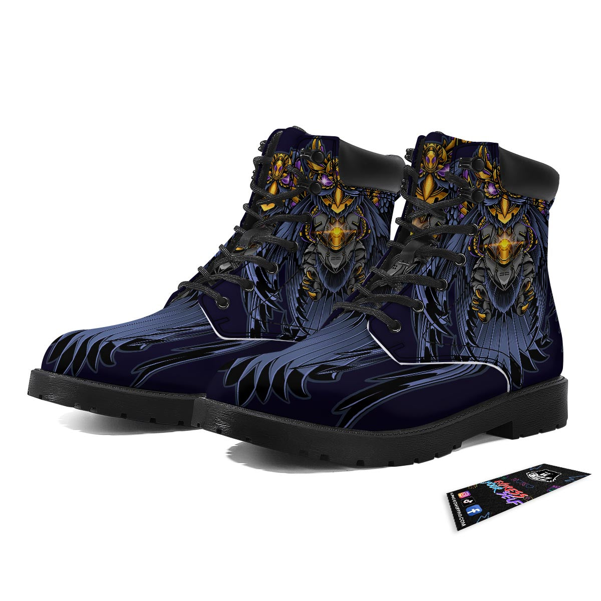 Owl Steampunk Print Boots-grizzshop