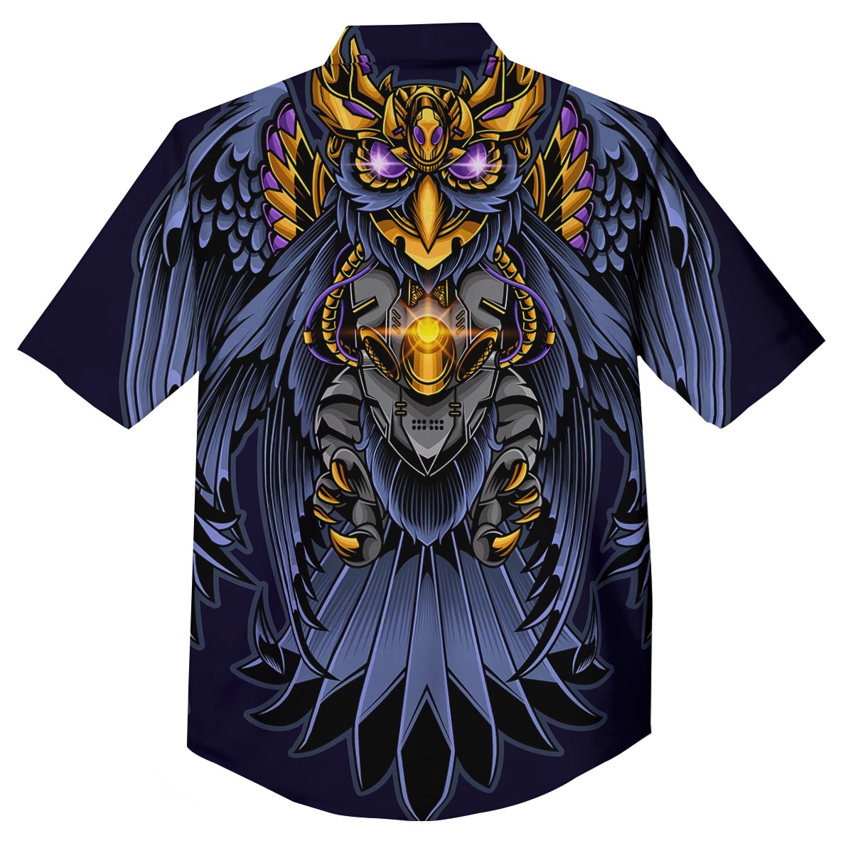 Owl Steampunk Print Button Up Shirt-grizzshop