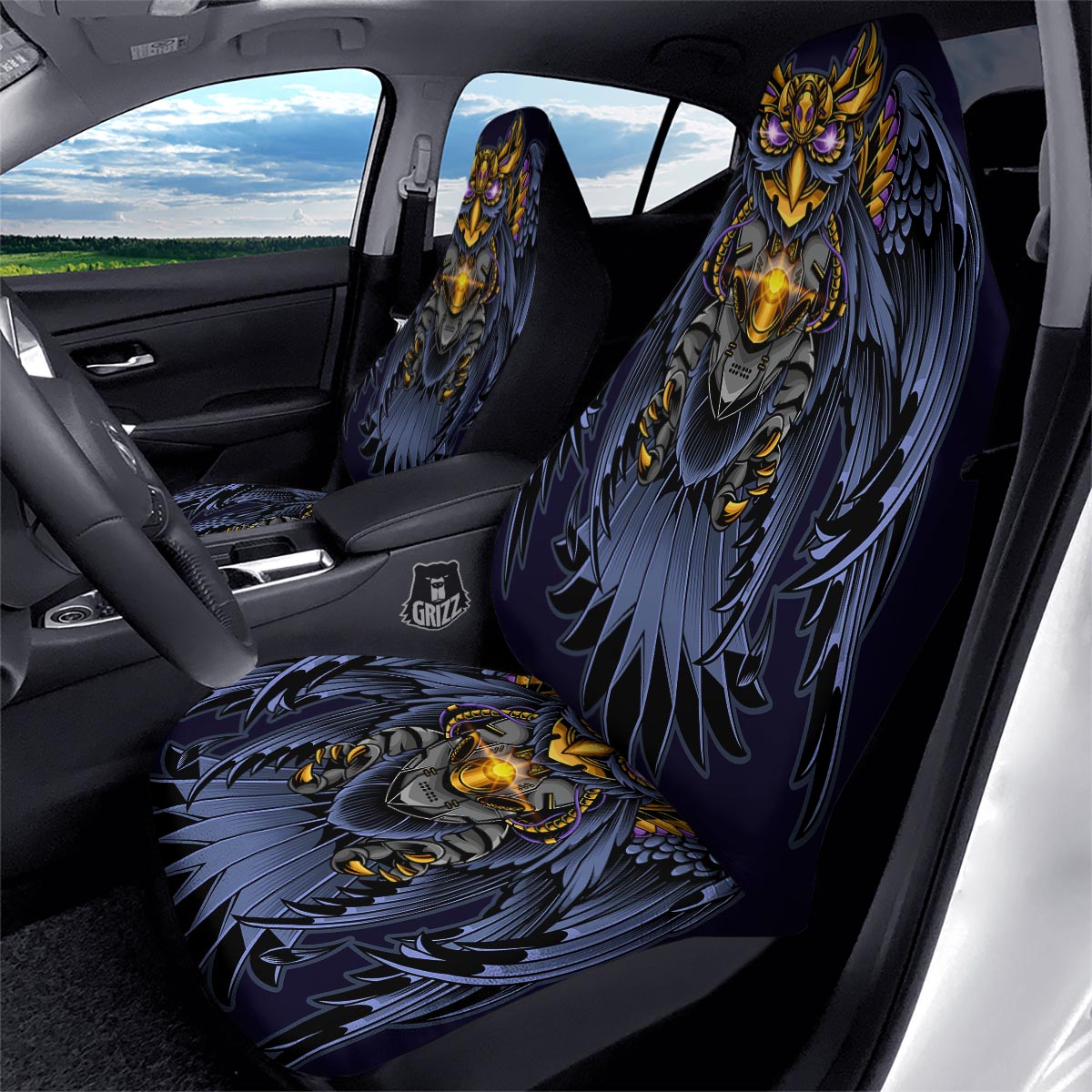 Owl Steampunk Print Car Seat Covers-grizzshop