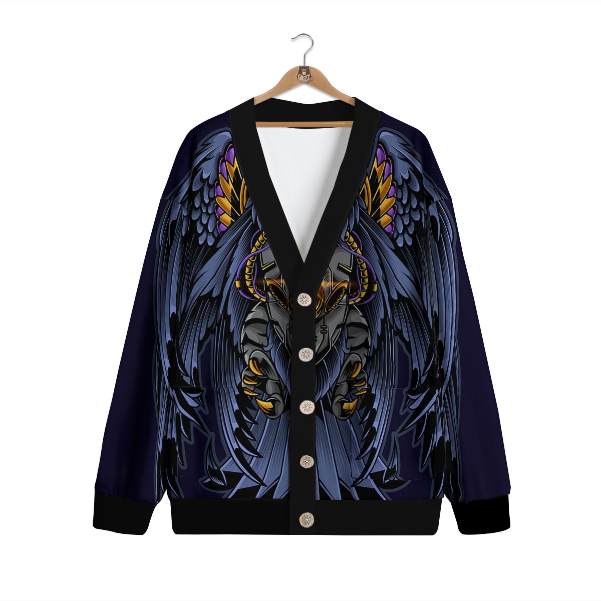 Owl Steampunk Print Cardigan-grizzshop