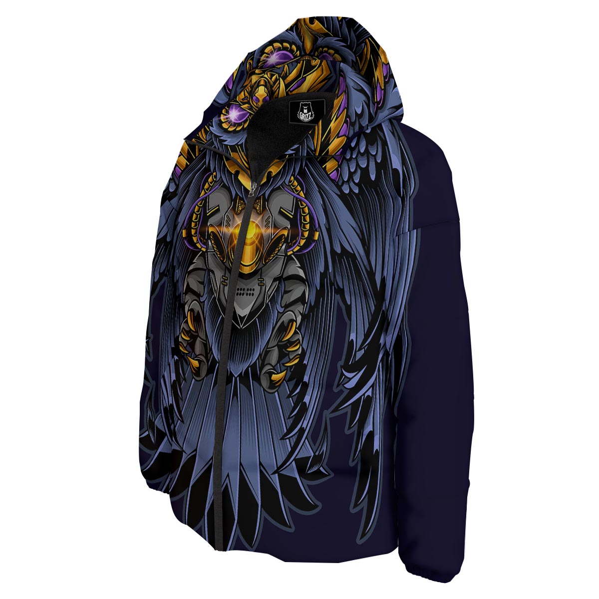 Owl Steampunk Print Down Jacket-grizzshop