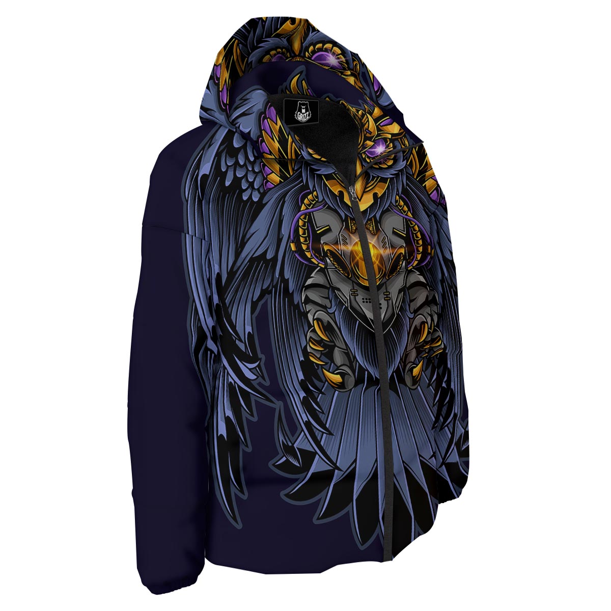 Owl Steampunk Print Down Jacket-grizzshop