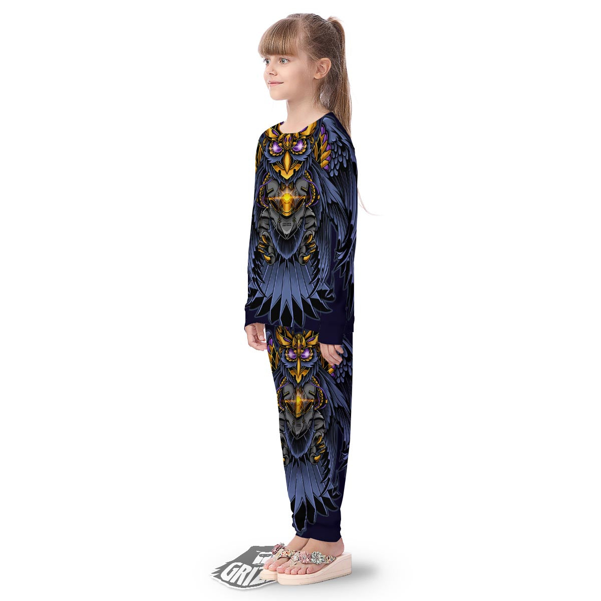 Owl Steampunk Print Kid's Pajamas-grizzshop