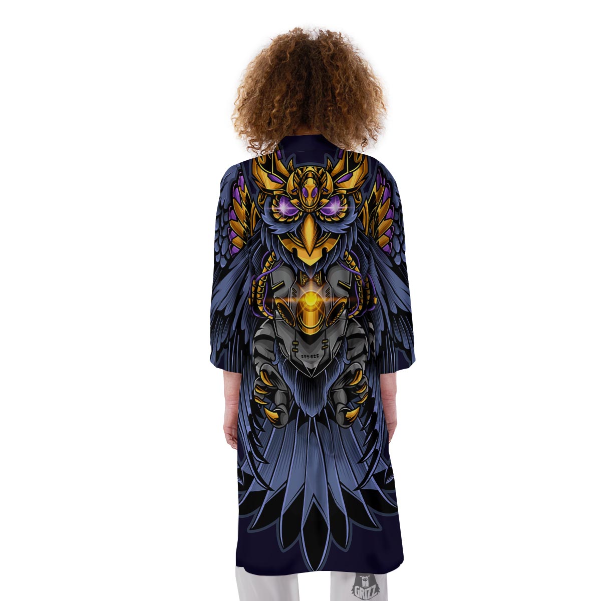 Owl Steampunk Print Kimono-grizzshop